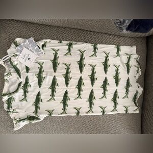 kate quinn White with Green Shark Pattern